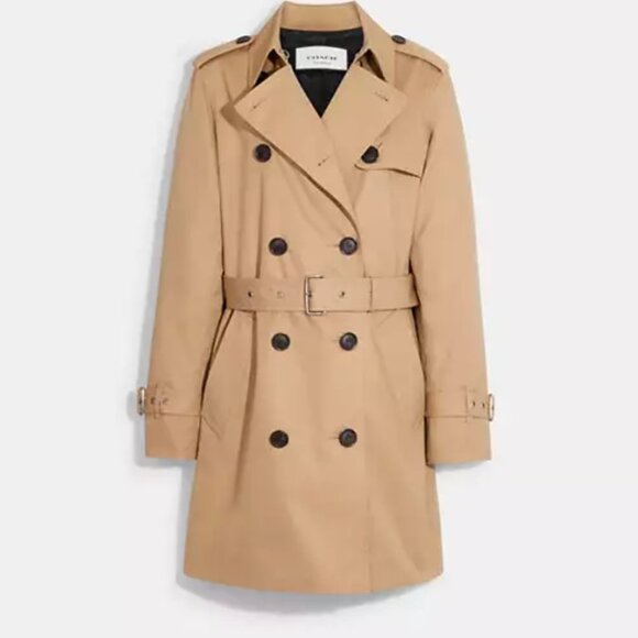 Coach Solid Mid Trench Coat NWT Khaki